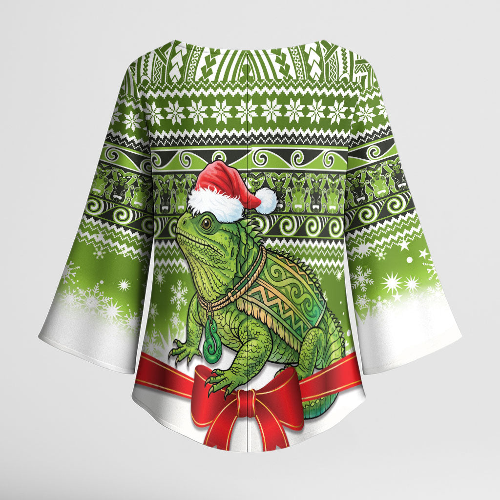 New Zealand Tuatara Christmas Kimono Sleeve Blouse Maori Inspired Knitted Patterns