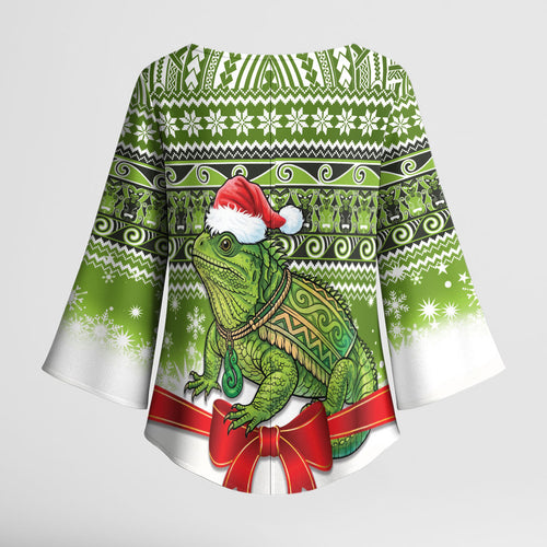 New Zealand Tuatara Christmas Kimono Sleeve Blouse Maori Inspired Knitted Patterns