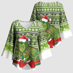 New Zealand Tuatara Christmas Kimono Sleeve Blouse Maori Inspired Knitted Patterns
