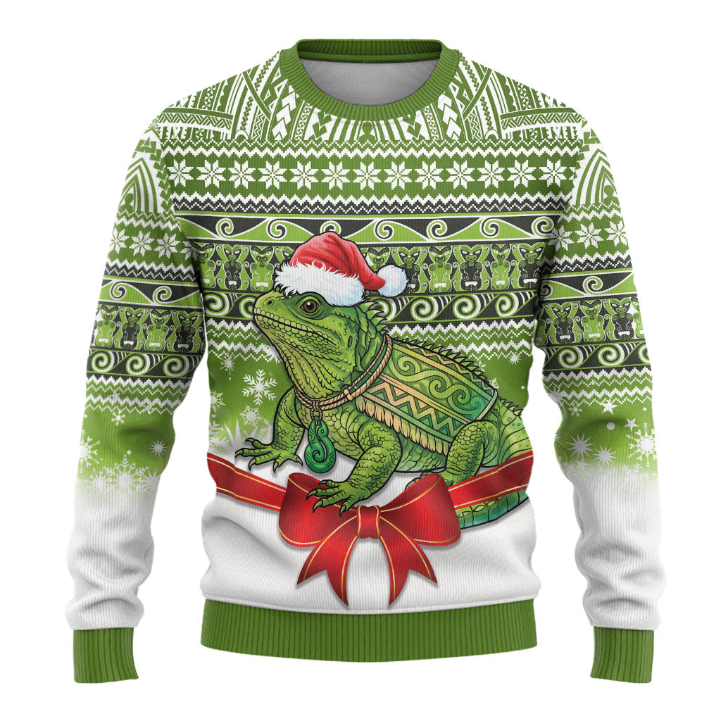 New Zealand Tuatara Christmas Ugly Christmas Sweater Maori Inspired Knitted Patterns