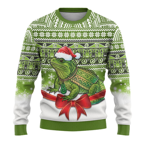New Zealand Tuatara Christmas Ugly Christmas Sweater Maori Inspired Knitted Patterns