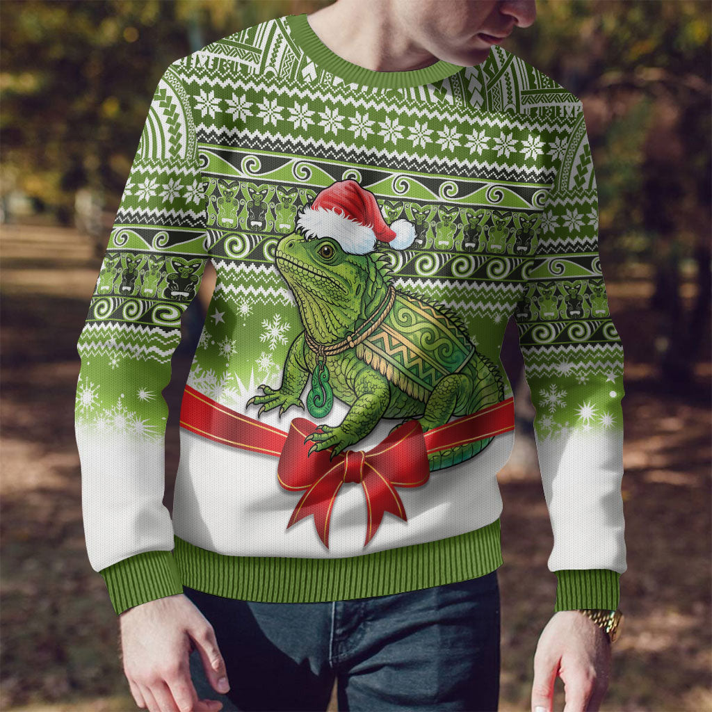 New Zealand Tuatara Christmas Ugly Christmas Sweater Maori Inspired Knitted Patterns