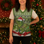 New Zealand Tuatara Christmas Knitted V-Neck Vest Maori Inspired Knitted Patterns