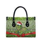New Zealand Tuatara Christmas Leather Bag Maori Inspired Knitted Patterns