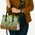 New Zealand Tuatara Christmas Leather Bag Maori Inspired Knitted Patterns