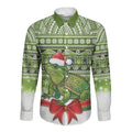 New Zealand Tuatara Christmas Long Sleeve Button Shirt Maori Inspired Knitted Patterns
