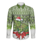 New Zealand Tuatara Christmas Long Sleeve Button Shirt Maori Inspired Knitted Patterns