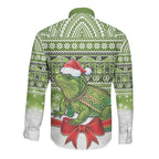 New Zealand Tuatara Christmas Long Sleeve Button Shirt Maori Inspired Knitted Patterns
