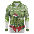 New Zealand Tuatara Christmas Long Sleeve Polo Shirt Maori Inspired Knitted Patterns