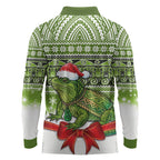 New Zealand Tuatara Christmas Long Sleeve Polo Shirt Maori Inspired Knitted Patterns