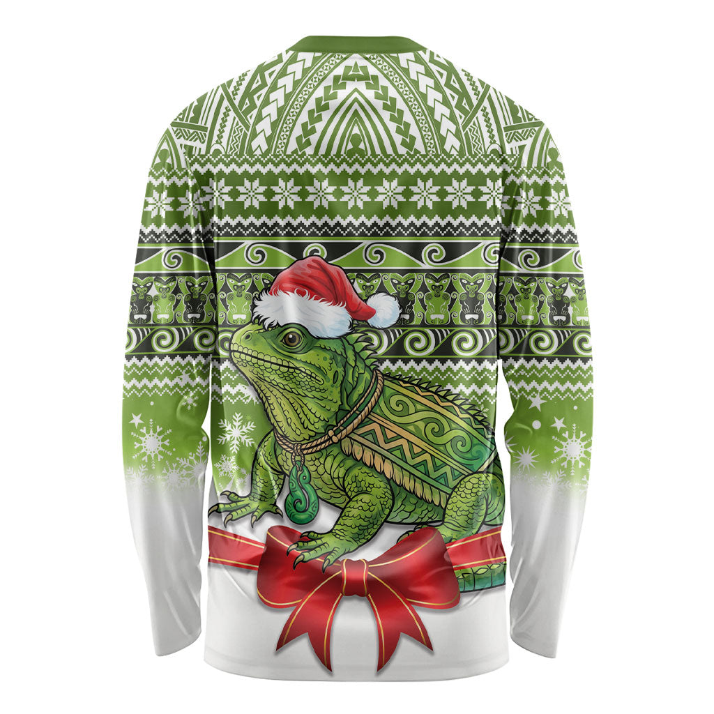 New Zealand Tuatara Christmas Long Sleeve Shirt Maori Inspired Knitted Patterns