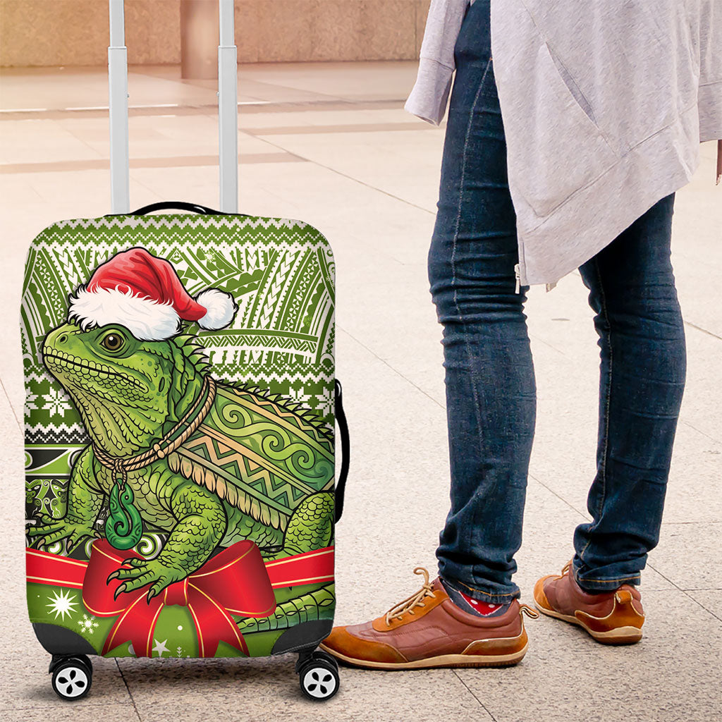 New Zealand Tuatara Christmas Luggage Cover Maori Inspired Knitted Patterns