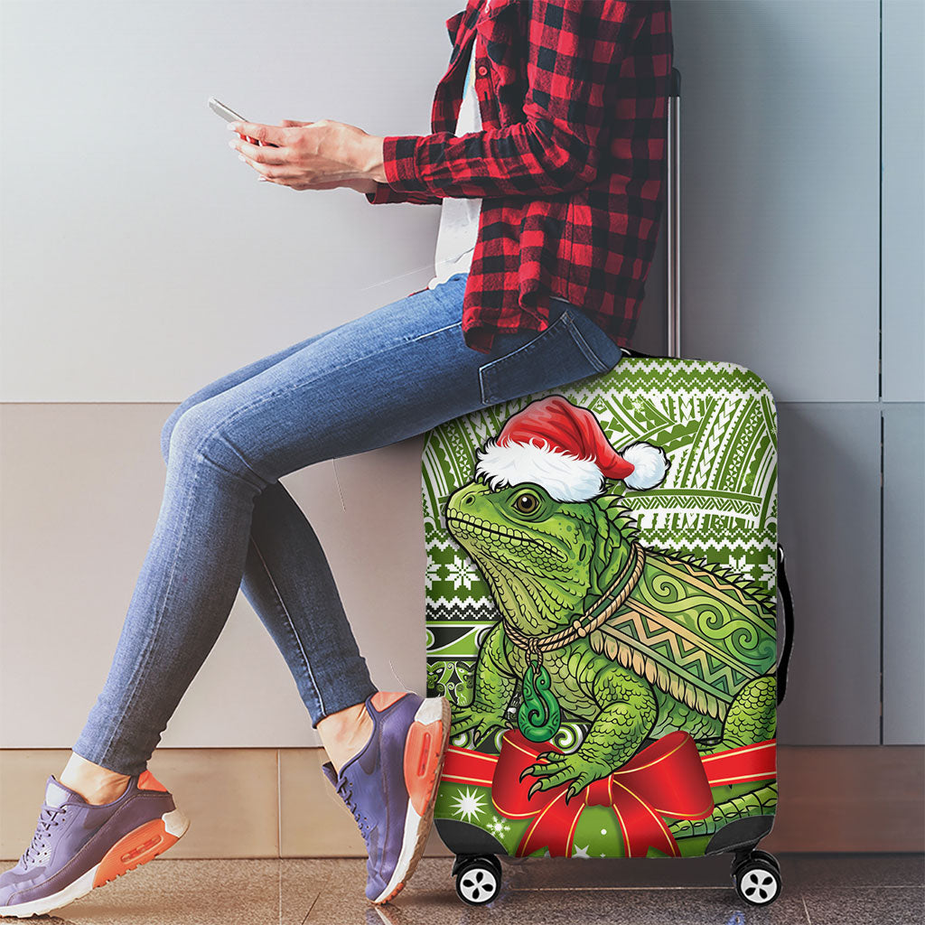 New Zealand Tuatara Christmas Luggage Cover Maori Inspired Knitted Patterns