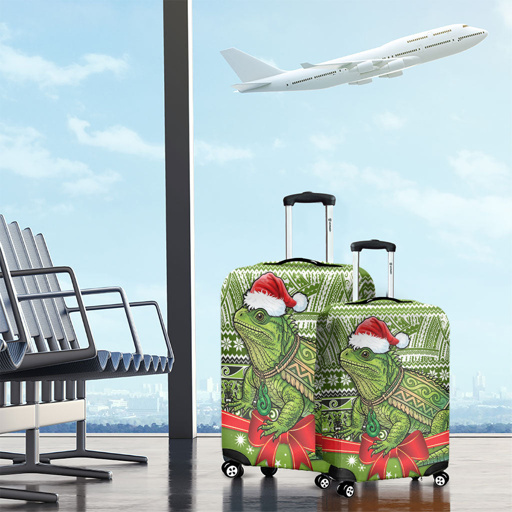 New Zealand Tuatara Christmas Luggage Cover Maori Inspired Knitted Patterns