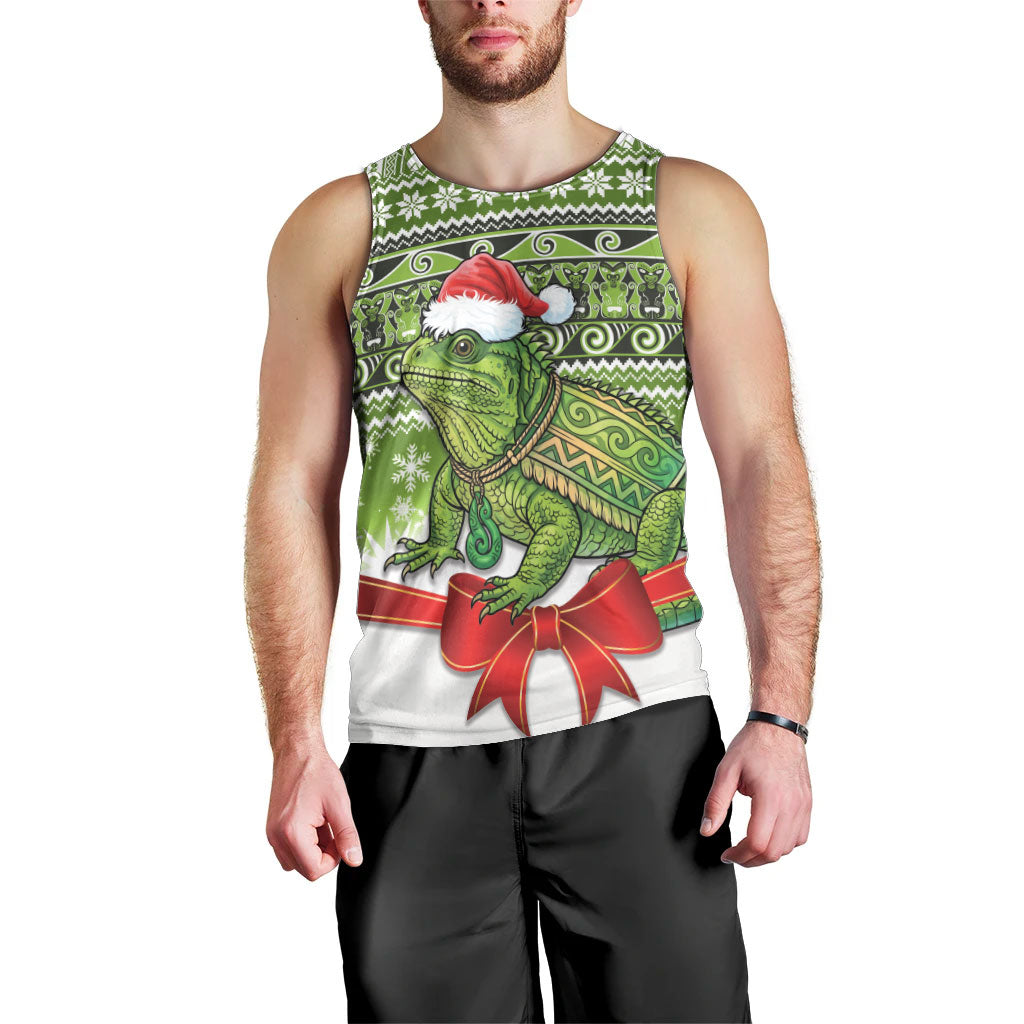 New Zealand Tuatara Christmas Men Tank Top Maori Inspired Knitted Patterns