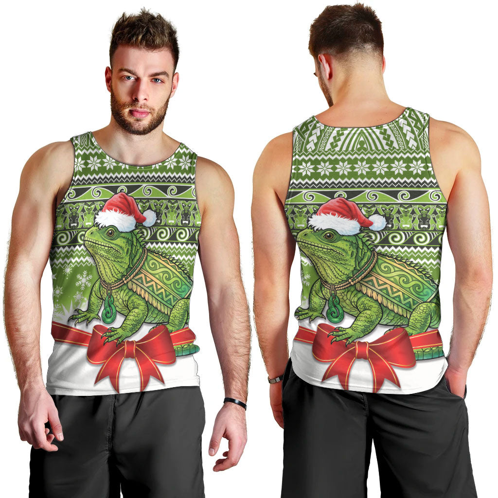New Zealand Tuatara Christmas Men Tank Top Maori Inspired Knitted Patterns