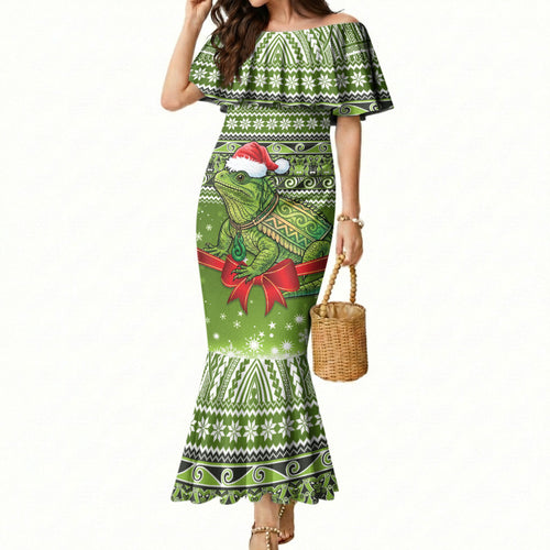New Zealand Tuatara Christmas Mermaid Dress Maori Inspired Knitted Patterns