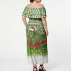 New Zealand Tuatara Christmas Off Shoulder Maxi Dress Maori Inspired Knitted Patterns