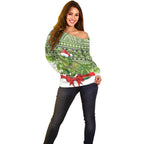 New Zealand Tuatara Christmas Off Shoulder Sweater Maori Inspired Knitted Patterns