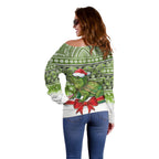 New Zealand Tuatara Christmas Off Shoulder Sweater Maori Inspired Knitted Patterns