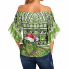 New Zealand Tuatara Christmas Off Shoulder Wrap Waist Top Maori Inspired Knitted Patterns