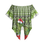 New Zealand Tuatara Christmas Off Shoulder Wrap Waist Top Maori Inspired Knitted Patterns