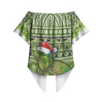 New Zealand Tuatara Christmas Off Shoulder Wrap Waist Top Maori Inspired Knitted Patterns