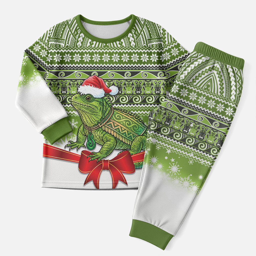 New Zealand Tuatara Christmas Pajama Set Maori Inspired Knitted Patterns