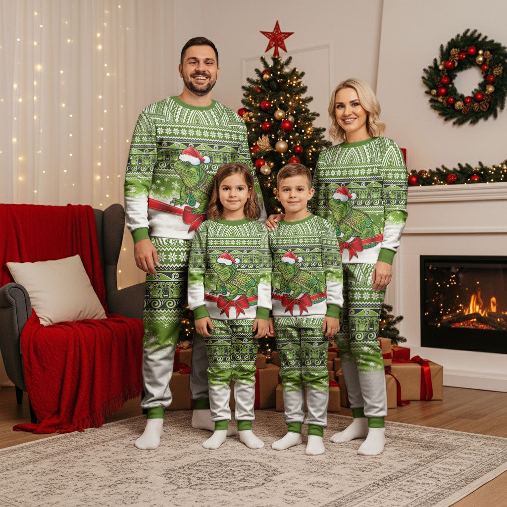 New Zealand Tuatara Christmas Pajama Set Maori Inspired Knitted Patterns