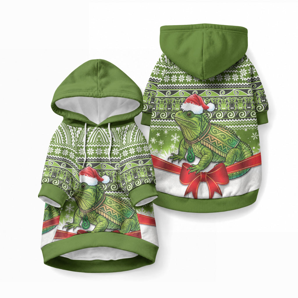 New Zealand Tuatara Christmas Pet Hoodie Maori Inspired Knitted Patterns