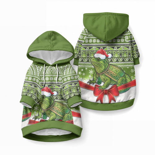 New Zealand Tuatara Christmas Pet Hoodie Maori Inspired Knitted Patterns