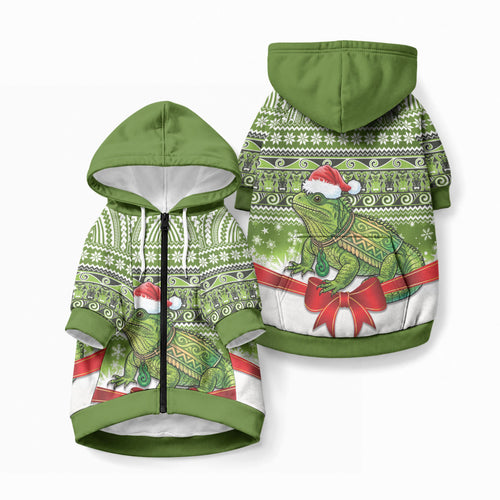 New Zealand Tuatara Christmas Pet Hoodie Maori Inspired Knitted Patterns