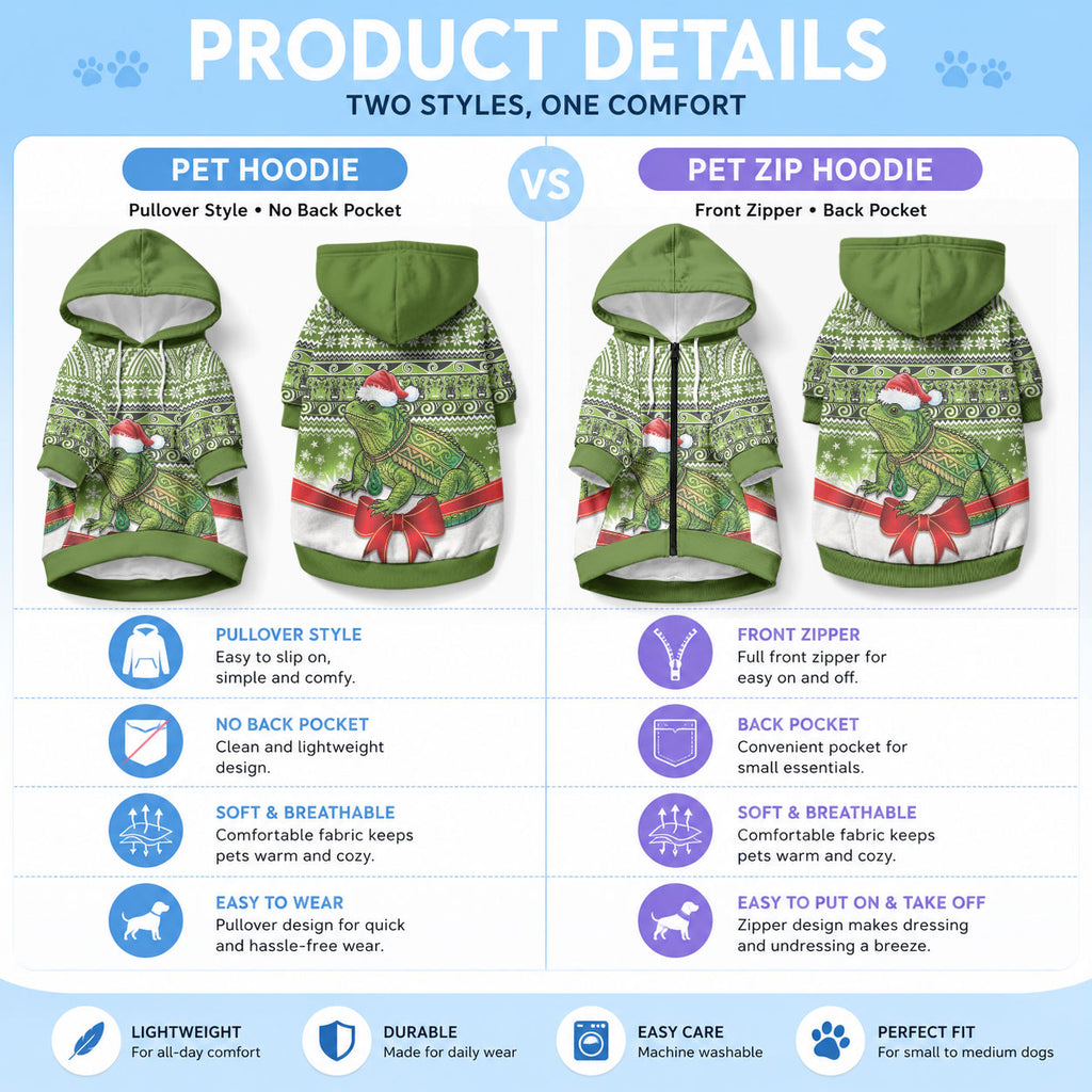 New Zealand Tuatara Christmas Pet Hoodie Maori Inspired Knitted Patterns