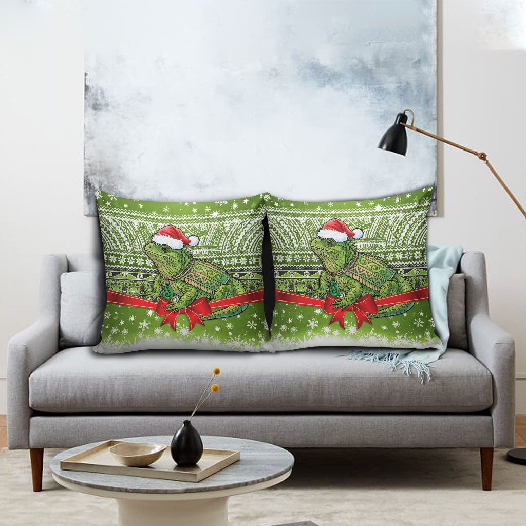 New Zealand Tuatara Christmas Pillow Cover Maori Inspired Knitted Patterns
