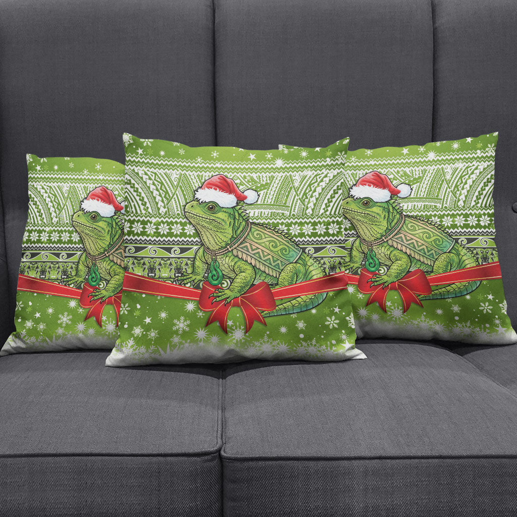New Zealand Tuatara Christmas Pillow Cover Maori Inspired Knitted Patterns