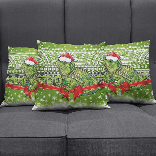 New Zealand Tuatara Christmas Pillow Cover Maori Inspired Knitted Patterns