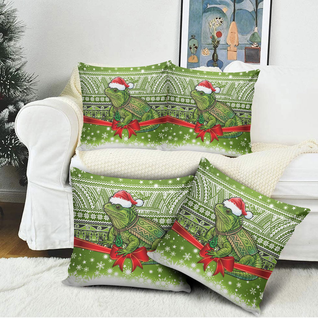 New Zealand Tuatara Christmas Pillow Cover Maori Inspired Knitted Patterns