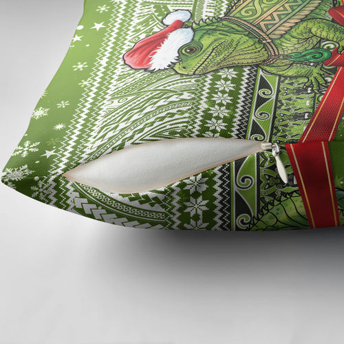 New Zealand Tuatara Christmas Pillow Cover Maori Inspired Knitted Patterns