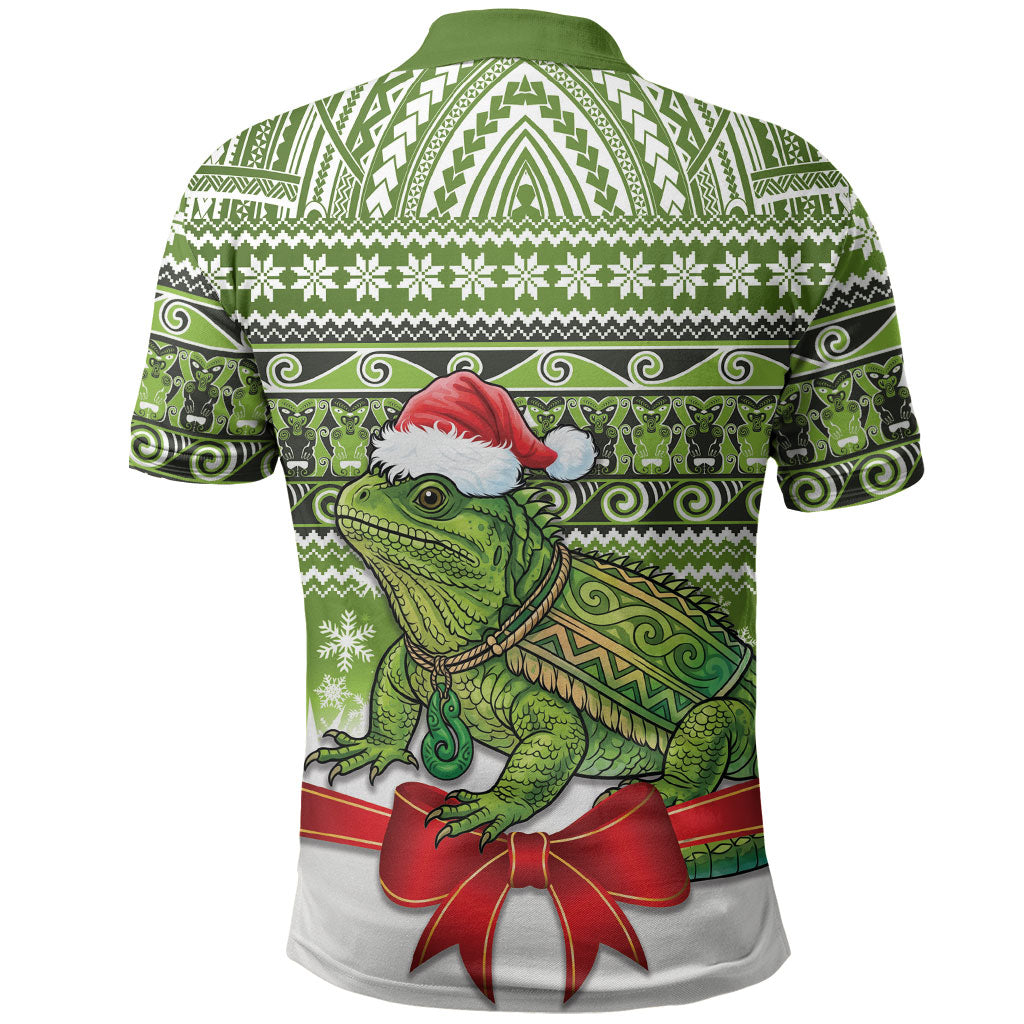 New Zealand Tuatara Christmas Polo Shirt Maori Inspired Knitted Patterns