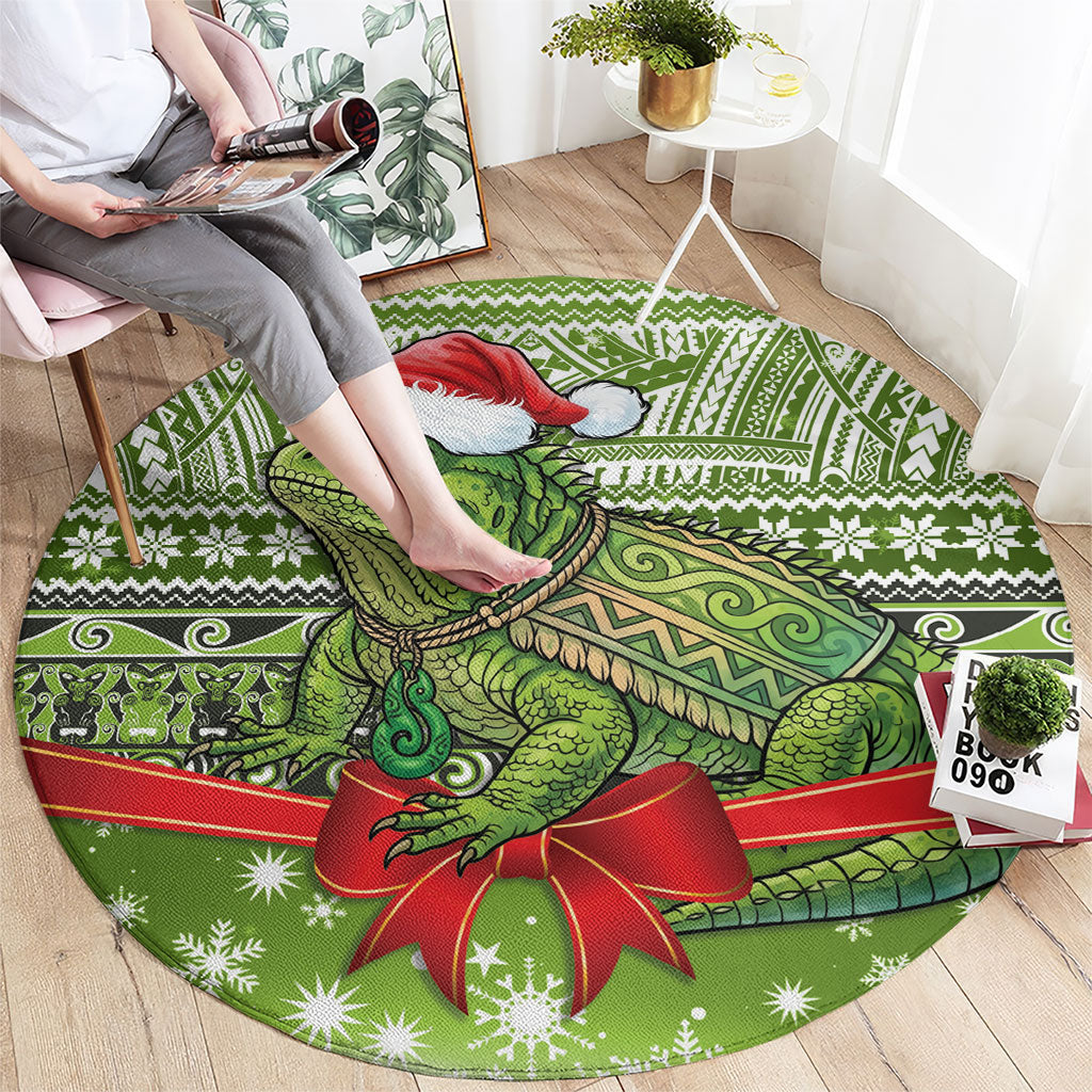 New Zealand Tuatara Christmas Round Carpet Maori Inspired Knitted Patterns