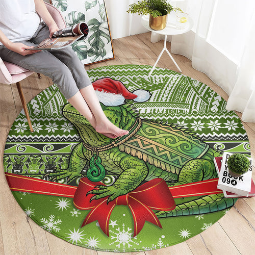 New Zealand Tuatara Christmas Round Carpet Maori Inspired Knitted Patterns