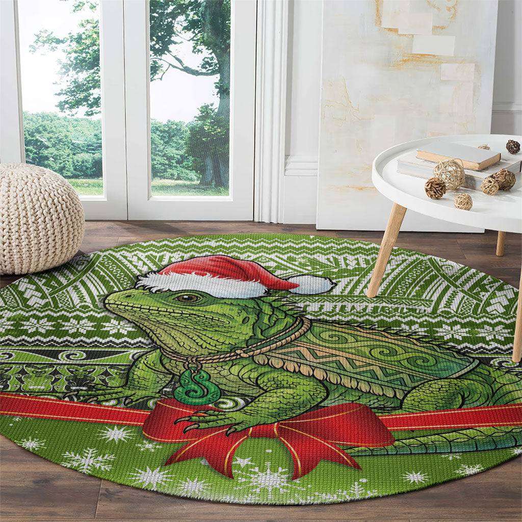 New Zealand Tuatara Christmas Round Carpet Maori Inspired Knitted Patterns