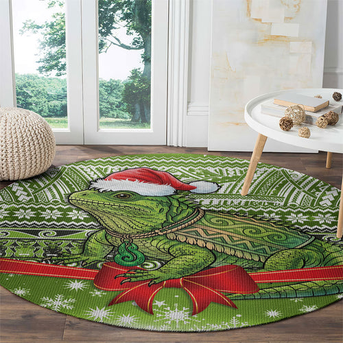 New Zealand Tuatara Christmas Round Carpet Maori Inspired Knitted Patterns