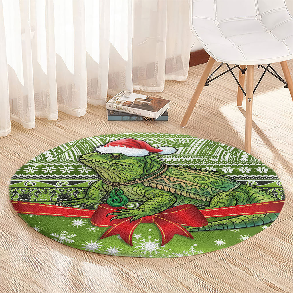 New Zealand Tuatara Christmas Round Carpet Maori Inspired Knitted Patterns