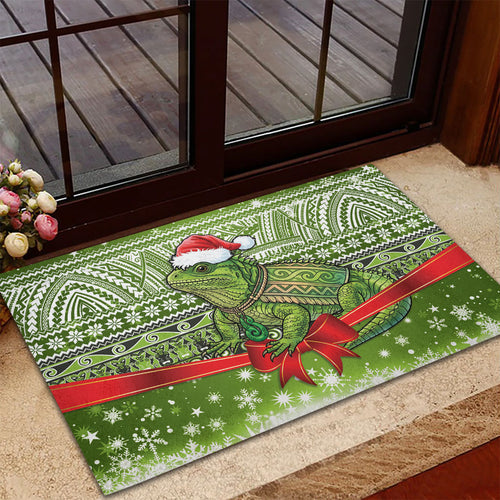 New Zealand Tuatara Christmas Rubber Doormat Maori Inspired Knitted Patterns