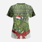 New Zealand Tuatara Christmas Scrub Top Maori Inspired Knitted Patterns