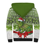New Zealand Tuatara Christmas Sherpa Hoodie Maori Inspired Knitted Patterns