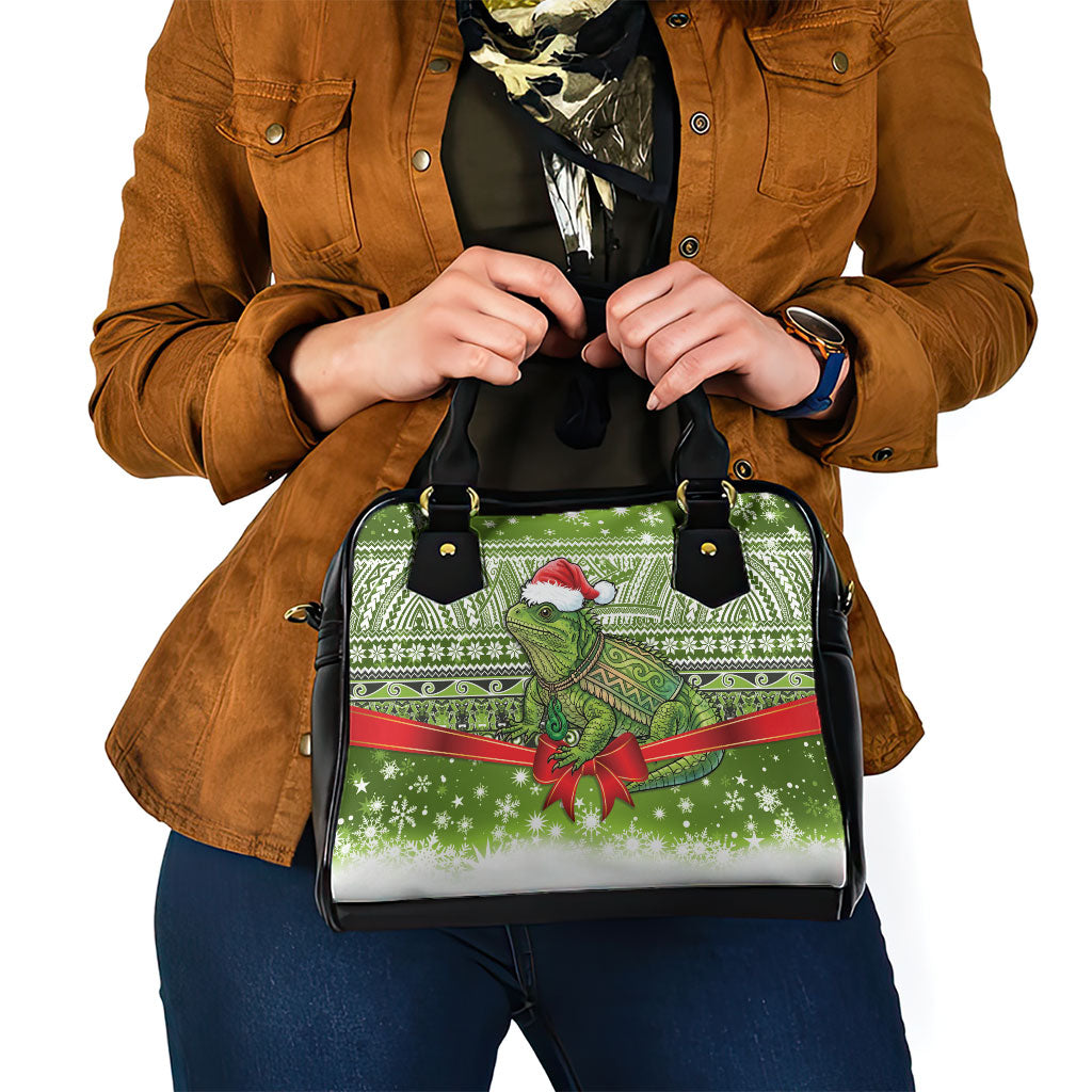 New Zealand Tuatara Christmas Shoulder Handbag Maori Inspired Knitted Patterns