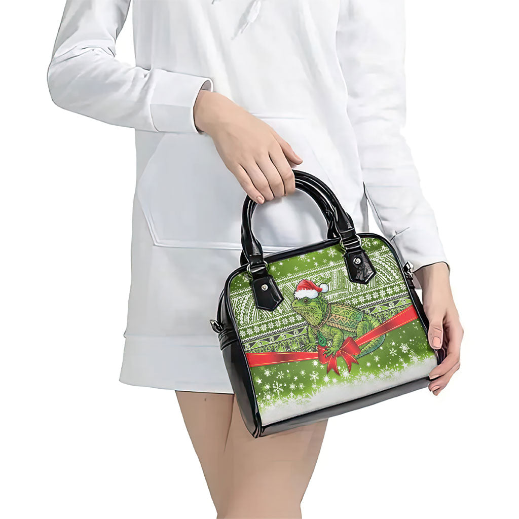 New Zealand Tuatara Christmas Shoulder Handbag Maori Inspired Knitted Patterns