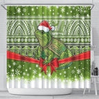 New Zealand Tuatara Christmas Shower Curtain Maori Inspired Knitted Patterns